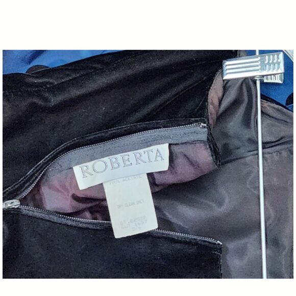 Vtg 80s ROBERTA USA Women’s S 4 Jrs 5/6 Polka Dot Velvet Taffeta Dress - Picture 9 of 10